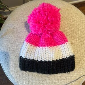 Spyder stocking hat
Bright pink/ white/black